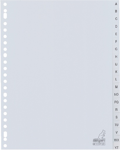 [271360] Intercalaire Kangaro G420AZM A4 23 perforations 20 onglets A-Z PP gris