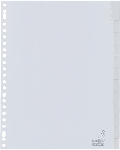 [272152] Intercalaire Kangaro G412FM A4 23 perforations 12 onglets + fenêtre PP gris