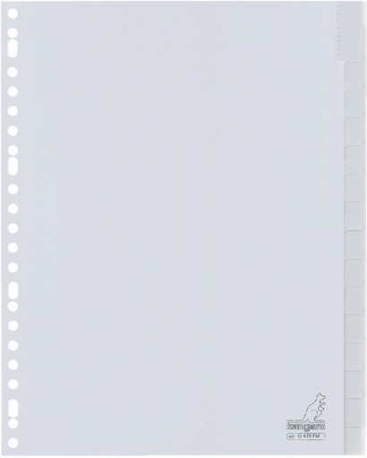 [270757] Intercalaire Kangaro G415FM A4 23 perforations 15 onglets + fenêtre PP gris