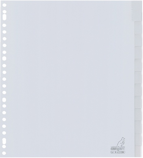 [270756] Intercalaire Kangaro G412FM-B A4 23 perforations 12 onglets + fenêtre Large