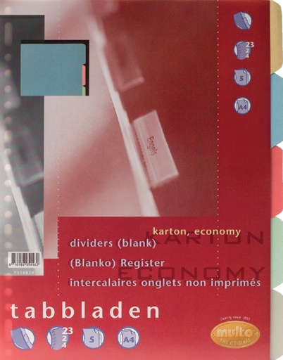 [270149] Tabbladen Multo economy A4 23-gaats 5-delig assorti