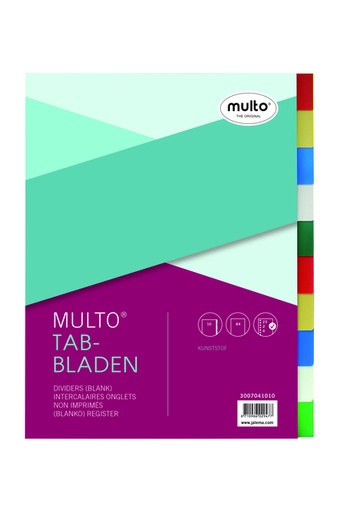[270144] Intercalaire Multo A4 23 perforations 10 onglets PP assorti
