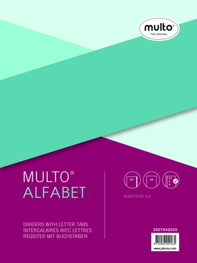 [270145] Tabbladen Multo A4 23-gaats 20-delig alfabet grijs