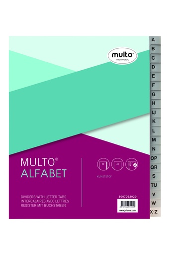 [270146] Tabbladen Multo A5 17-gaats alfabet PP grijs