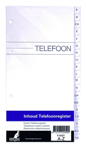 [320225] Telefoonregister navulling Kangaro A-Z 200x100mm 4-rings