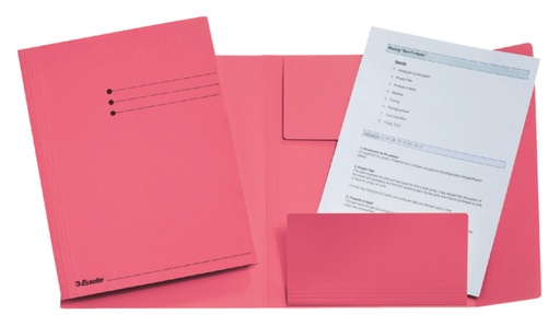 [510033] Dossiermap Esselte folio 3 kleppen manilla 275gr roze