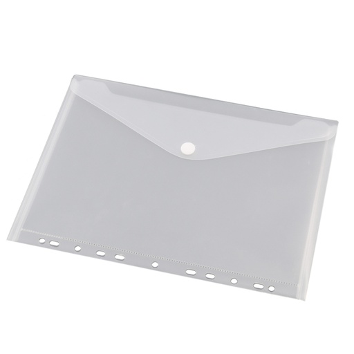 [512447] Pochette enveloppe Europel A4 240x310mm 11 perf PP transparent blanc