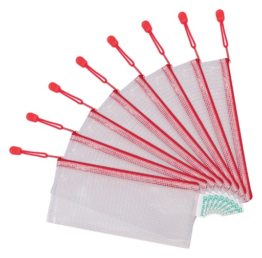 [512478] Pochette rangement Tarifold avec zip 250x115mm PVC rouge