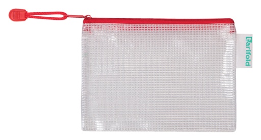 [512480] Pochette rangement Tarifold avec zip 175x125mm PVC rouge