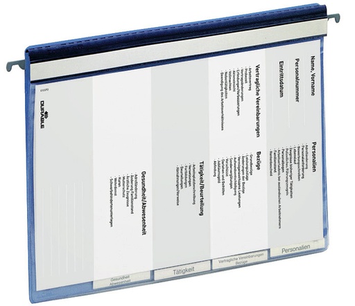 [512733] Personeelsmap Durable 5 vakken + hangrail blauw