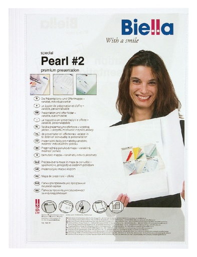 [512401] Dossier de présentation Pearl 2 A4 avec pochette 3 rabats blanc