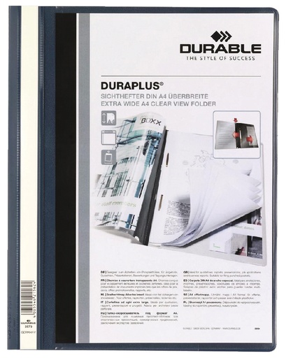 [512328] Chemise à lamelle Durable Duraplus A4 bleu foncé