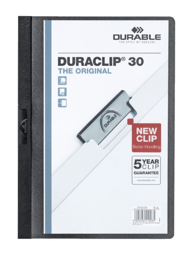 [511141] Chemise à clip Durable Duraclip A4 3mm 30 feuilles noir