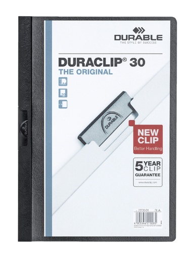 [511141] Chemise à clip Durable Duraclip A4 3mm 30 feuilles noir