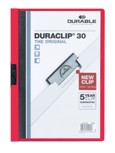 [511142] Chemise à clip Durable Duraclip A4 3mm 30 feuilles rouge