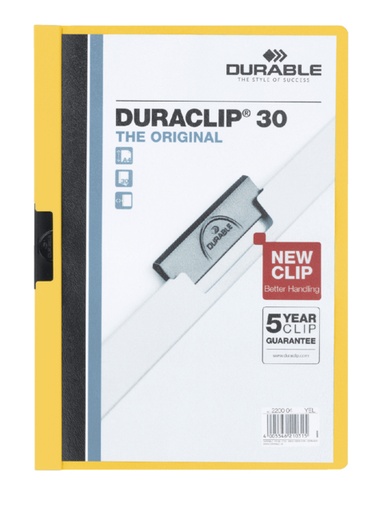 [511145] Chemise à clip Durable Duraclip A4 3mm 30 feuilles jaune