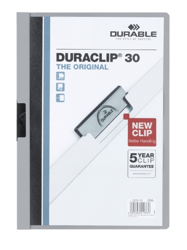 [511152] Chemise à clip Durable Duraclip A4 3mm 30 feuilles gris