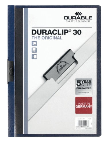 [511165] Klemmap Durable Duraclip A4 3mm 30 vellen nachtblauw