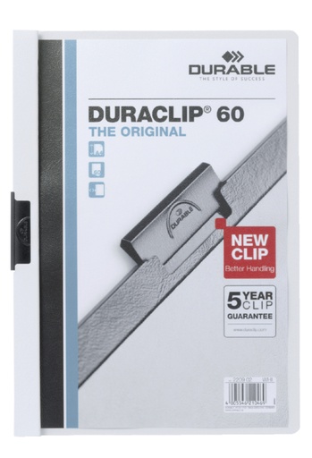 [511170] Chemise à clip Durable Duraclip A4 6mm 60 feuilles blanc