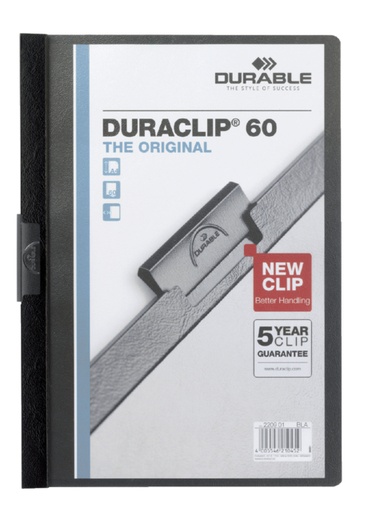 [511171] Chemise à clip Durable Duraclip A4 6mm 60 feuilles noir