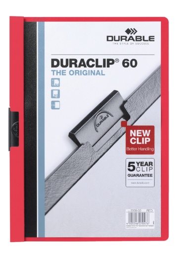 [511176] Chemise à clip Durable Duraclip A4 6mm 60 feuilles rouge