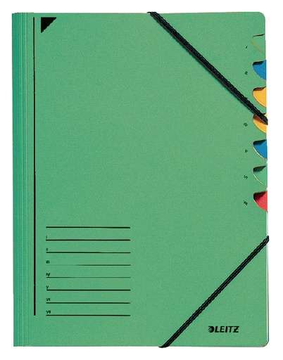 [530034] Trieur Leitz 7 intercalaires carton vert