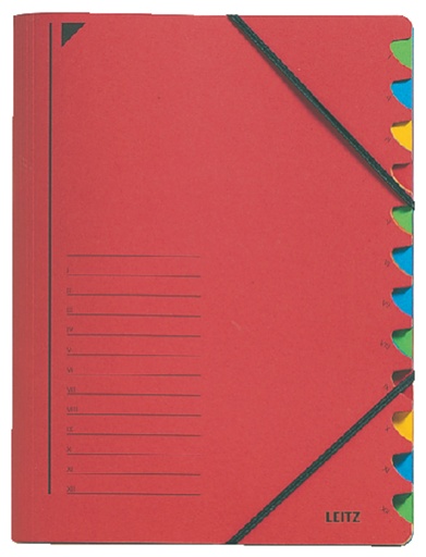 [530042] Trieur Leitz 12 intercalaires rouge