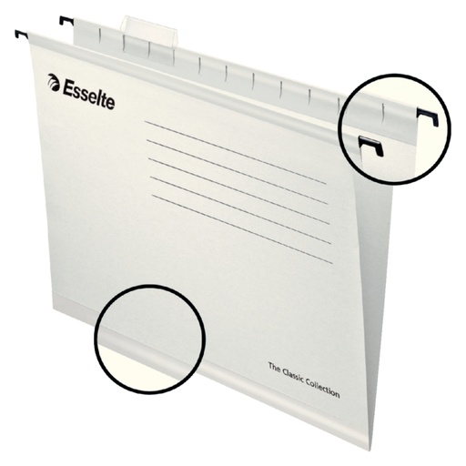 [520210] Dossier suspendu Esselte Classic A4 fond-V 345x240mm blanc