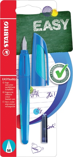 [600287] Vulpen STABILO Easybuddy rechts medium donkerblauw/lichtblauw blister