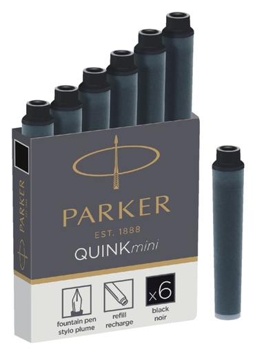 [609531] Cartouche d’encre Parker Quink Mini pour Parker Esprit noir boîte 6 pièces