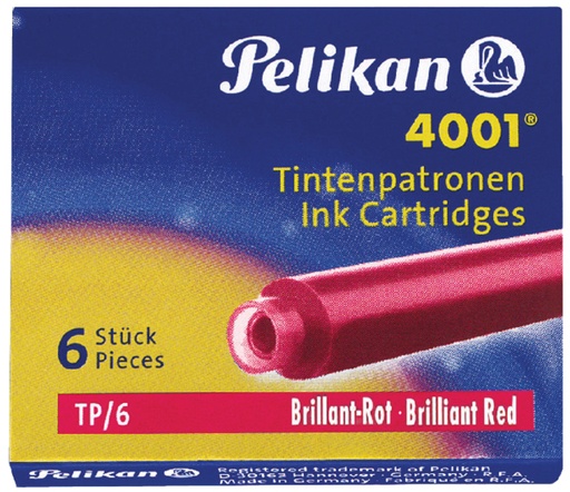 [609602] Cartouche d'encre Pelikan 4001 rouge 6 pièces