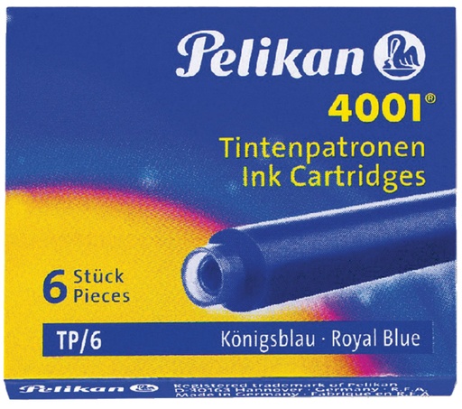 [609610] Cartouche d’encre Pelikan 4001 bleu roi 6 pièces