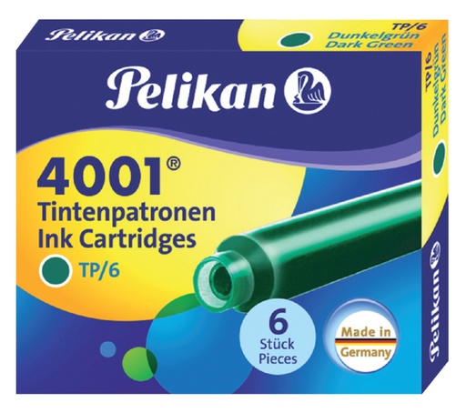 [609614] Cartouche d’encre Pelikan 4001 vert foncé 6 pièces