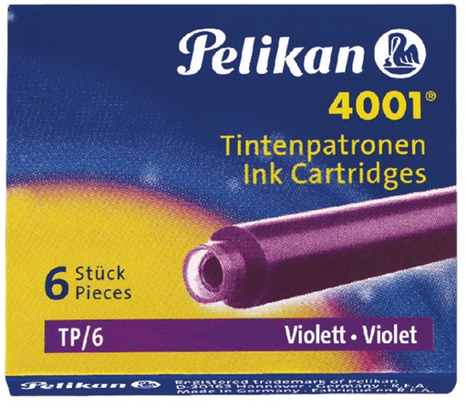 [609618] Cartouche d'encre Pelikan 4001 violet 6 pièces