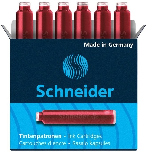 [106369] Cartouche d’encre Schneider DIN rouge boîte 6 pièces