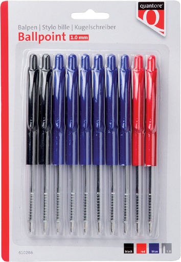 [610286] Balpen Quantore drukknop assorti 10 stuks
