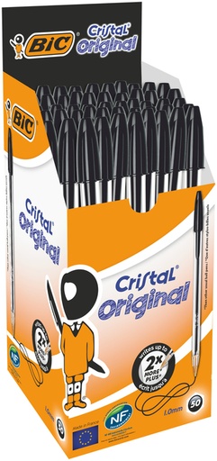 [616101] Balpen Bic Cristal medium zwart