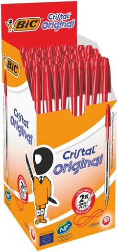 [616102] Balpen Bic Cristal medium rood
