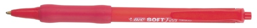 [616032] Stylo bille BIC Soft Feel Clic Grip Medium rouge