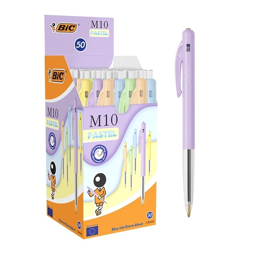 [616411] Stylo bille BIC M10 Colors Pastel Colors Medium assorti