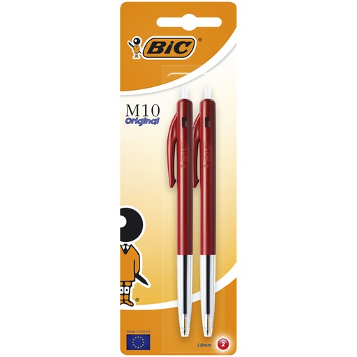 [616392] Balpen Bic M10 medium rood bister à 2 stuks