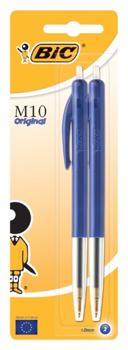 [616393] Stylo bille BIC M10 Medium bleu blister 2 pièces