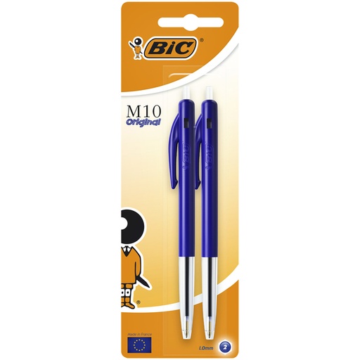 [616393] Stylo bille BIC M10 Medium bleu blister 2 pièces