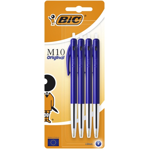 [616423] Balpen Bic M10 medium blauw blister à 4st