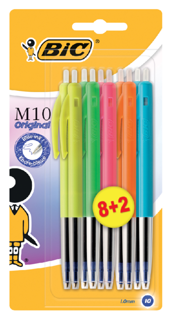 Balpen Bic M10 Colors Limited Edition medium assorti 8+2 gratis