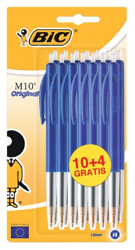 [616352] Balpen Bic M10 medium blauw blister à 10+4 gratis