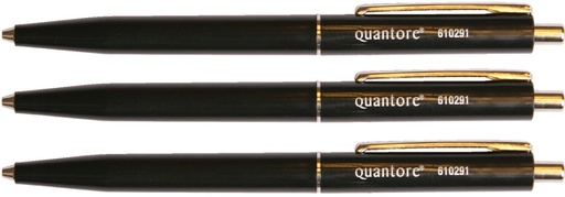 [610291] Stylo bille Quantore rétractable avec clip métal Medium noir