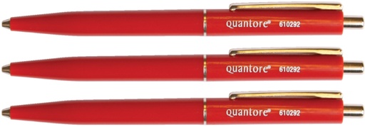 [610292] Stylo Bille Quantore rétractable avec clip métal Medium rouge