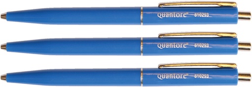[610293] Stylo bille Quantore rétractable avec clip métal Medium bleu