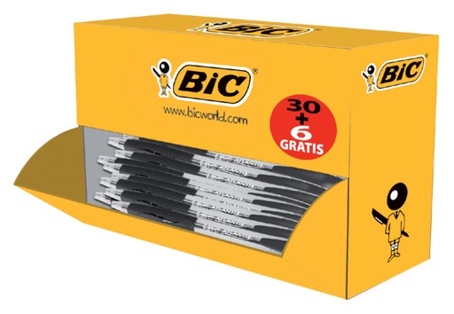 [616041] Balpen Bic Atlantis classic grip clic medium zwart valuepack 30+6 gratis